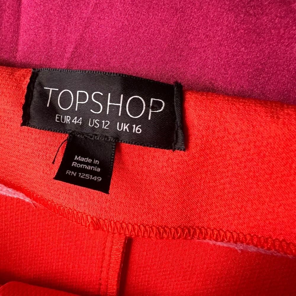 Topshop Womens Orange Button Front Mini Skirt Size US 12 Funky‎ Rocker - Picture 3 of 4